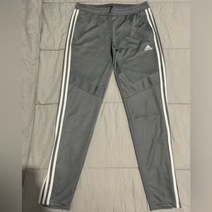 adidas Men's Gray Track Pants with White Stripes